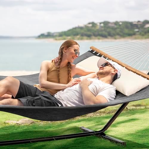 Hammocks for Outside with Stand, 450 lbs Capacity, Dark Gray - Image 2