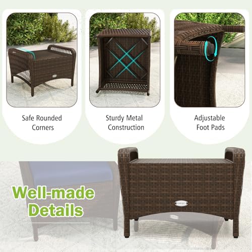 RELAX4LIFE 2-Piece Wicker Outdoor Ottoman - Image 7