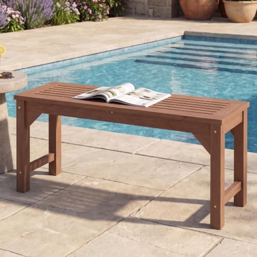 Tangkula 40" Fir Wood Outdoor Bench Backless, 2-Person Patio Dining Bench - Image 2