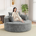 Oversized Round Chaise Longue Chair Indoor, Modern 55-inch Upholstered Waffle by Antetek
