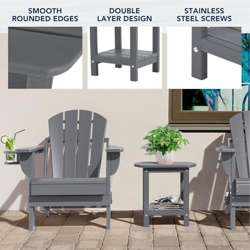 nalone Adirondack Side Table 16.5" Outdoor Side Table HDPE Plastic Double - Image 4