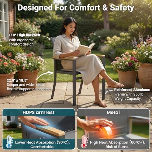 5-Pieces Aluminum Patio Table and Chairs Set, Outdoor Patio Furniture Set - Image 4