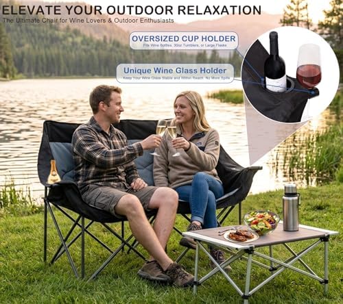 Oversized Double Camping Chair 2 Person Folding Loveseat - Image 5