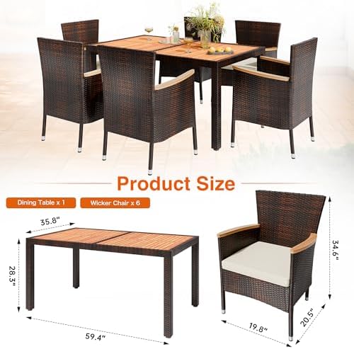 Shintenchi 7 PCS Wicker Patio Dining Set - Image 3