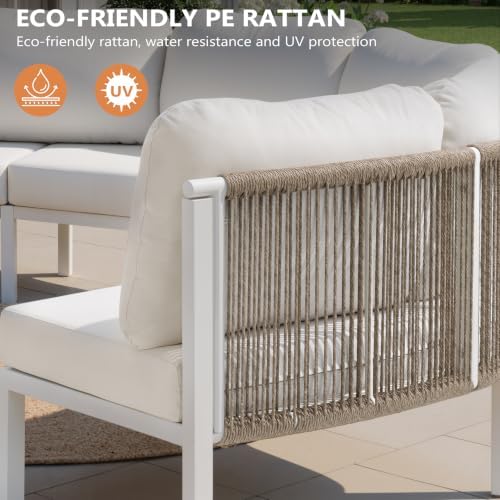 5 Piece Aluminum Outdoor Sectional Sofa Set, Curved Sofa - Image 5