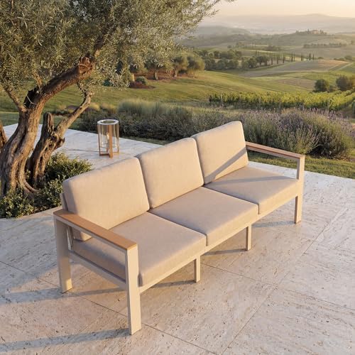 3-Seat Outdoor Sofa, Aluminum Patio Couch - Image 4