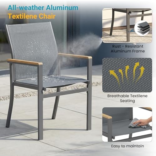 5-Pieces Aluminum Patio Table and Chairs Set, Outdoor Patio Furniture Set - Image 6