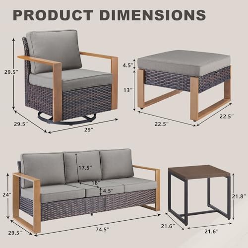 Outdoor Wicker Patio Furniture Set of 6 - Image 5