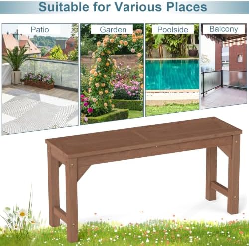 Tangkula 40" Fir Wood Outdoor Bench Backless, 2-Person Patio Dining Bench - Image 6