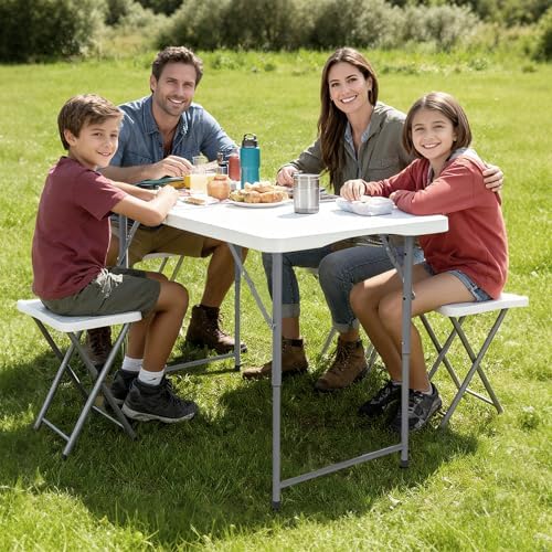 FoldingTable 4 Foot Portable Heavy Duty Plastic Table and Adjustable Height - Image 4
