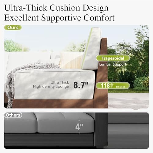 Sophia & William HDPE Outdoor Sectional Sofa Set of 2, 8.7" Beige Cushion - Image 5