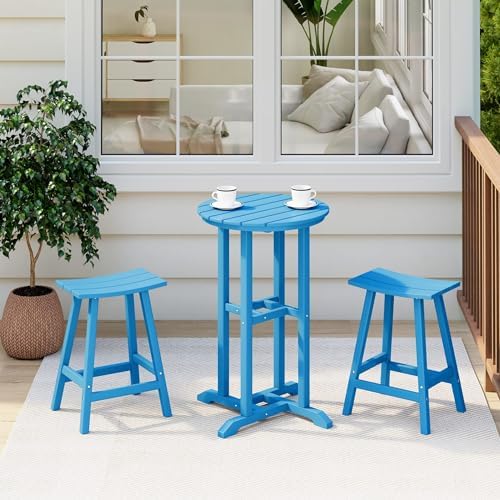 Outdoor Bar Table, Patio Bar Table 3-Pieces Set Bistro Dining Table Pub Table by Costaelm