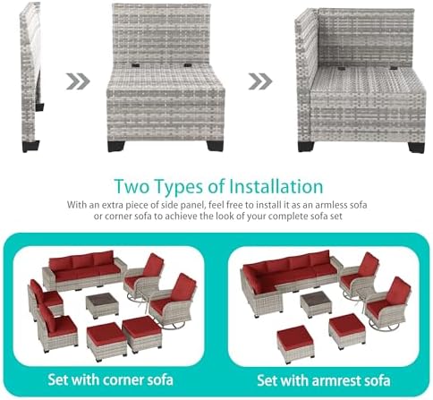 Outdoor Patio Furniture Set PE Wicker Rattan Outdoor Sectional Sofa - Image 3