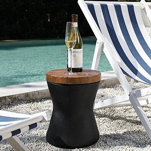 COSIEST 2 Pieces Outdoor End Table, Accent Stool, Plant Stand - Image 6