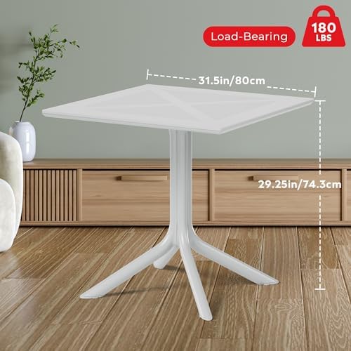 Patio Dining Table for 4, Square PP Patio Table, 4-Person Weather Resistant - Image 3