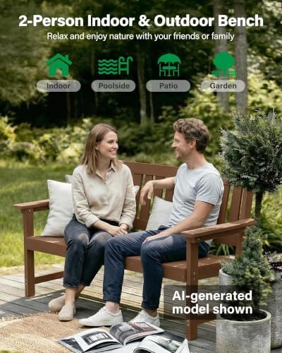 YEFU Outdoor Bench, Garden Bench, All-Weather - Image 3