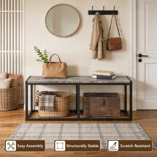 VINGLI Set of 2 47.2 Inch Indoor Outdoor Patio Benches Metal Frame - Image 4