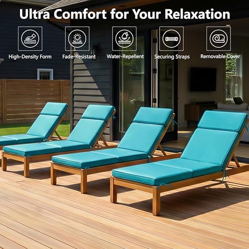 72 x 21 Inch Outdoor Chaise Lounge Cushions Set of 4 - Image 2