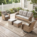 Outdoor Yellow Wicker Furniture Set of 5, Wicker Patio Conversation Sets by Rilyson