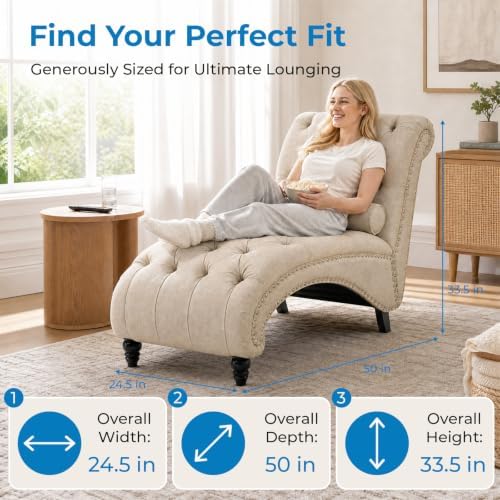Tufted Chaise Lounge Chair Indoor - Image 3
