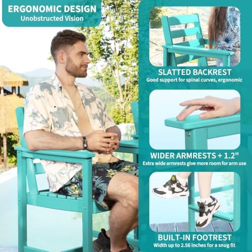 5 Pcs HDPE Bar Height Adirondack Chairs and Table Set - Image 3