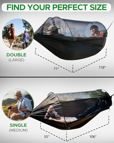 Camping Hammock with Spacious Net, Single/Double, Outdoor&Indoor - Image 4