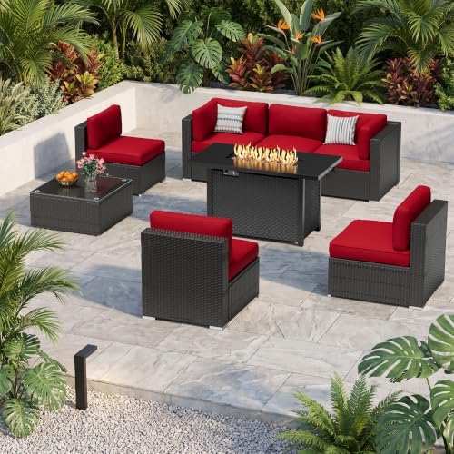 8-Piece Outdoor Patio Furniture Sofa Set All-Weather Wicker Sectional - Image 2