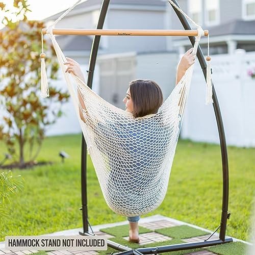 JoyView Hanging Hammock Chair, Caribbean Rope Swing Chair Wood Spreader Bar - Image 4