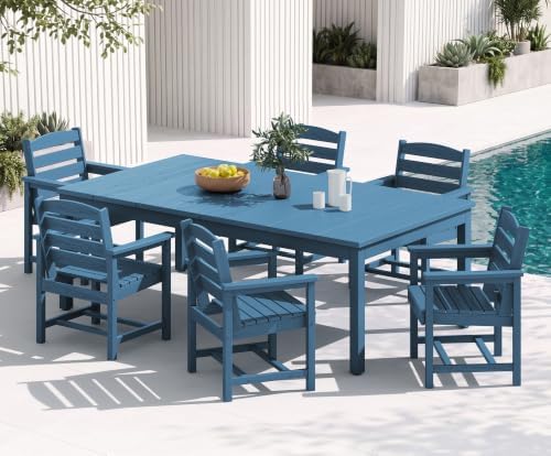 SERWALL Outdoor Dining Set, 7 Piece HDPE Patio Dining Set by SERWALL