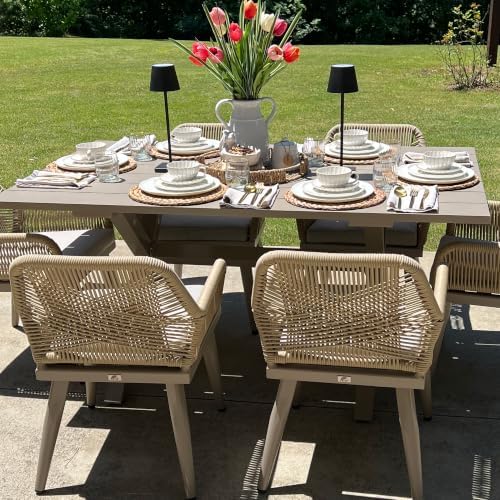 PURPLE LEAF Outdoor Dining Set 5 Pieces PE Rattan Aluminum Champagne by PURPLELEAF