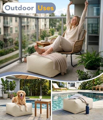 Outdoor Bean Bag Ottoman Foot Rest Rectangular - Image 5