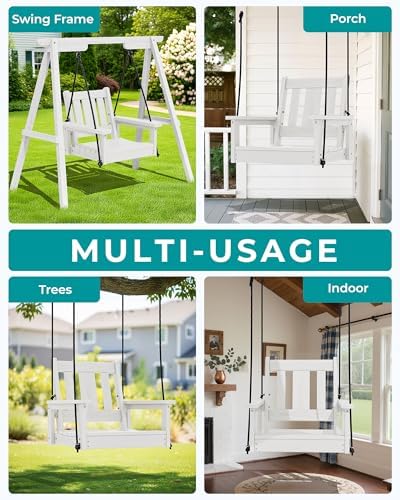 SERWALL HDPE Single Porch Swing Set of 2, Heavy Duty Single Person Swing Chair - Image 4