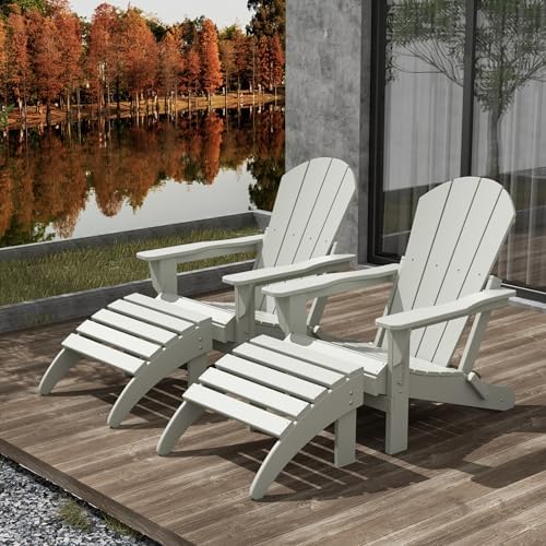 Malibu Outdoor Lounge Chair Set, 4-Pieces Adirondack Chair Set of 2 - Image 2