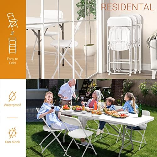 VINGLI 5 Pack White Plastic Folding Chair, Indoor Outdoor Portable Stackable - Image 5