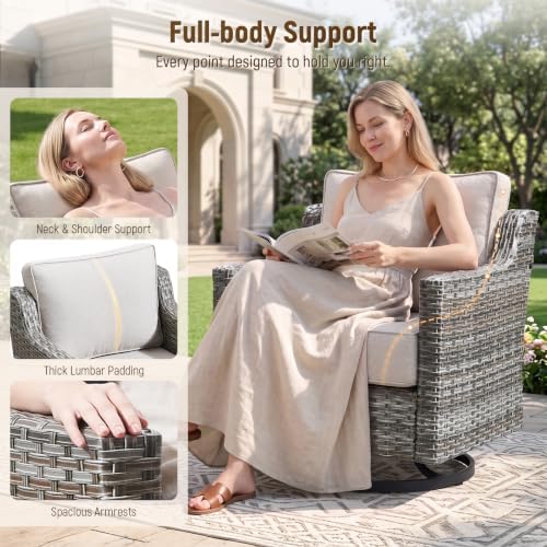 Luxury 6" Thick Cushioned 6-Piece Swivel Rocker Chairs Set - Image 3