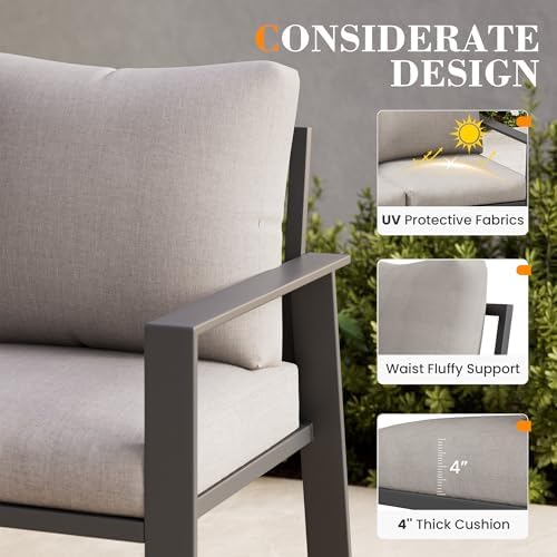 Aluminum Outdoor Furniture Loveseat Small Patio Couch Love Seat Outdoor Chairs - Image 5