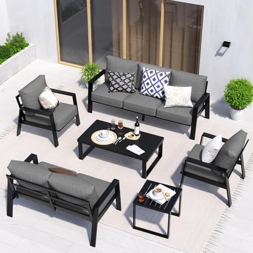 Aluminum Outdoor Loveseat, Oversized Patio Couch, Modern Sofa All Weather Metal - Image 7