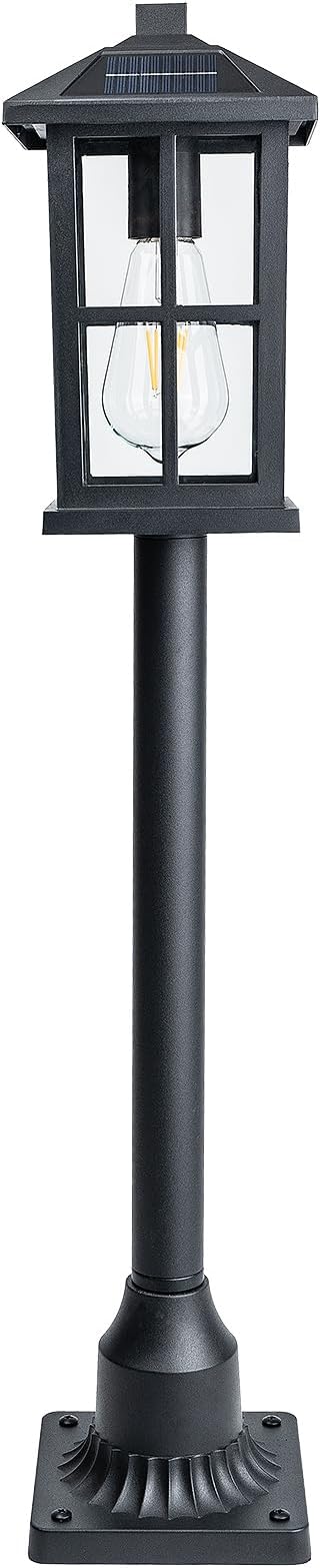 31" Solar Pathway Lights Outdoor, Dusk to Dawn Aluminum Lamp Post with Remote Control & Pole Mount Base - IP44 Waterproof, 3 Brightness Modes for Lawn, Patio, Driveway, Garden Decoration