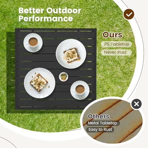 HAPPYGRILL 5 Pieces Outdoor Rattan Bar Set, Patio Wicker Bar Table and 4 Bar - Image 4