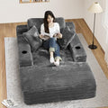 76" Oversized Boneless Chaise Lounge Chair Indoor, Cup Holders, Dark Grey by DAMAIFROMFURNITURE