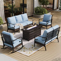 Metal Patio Furniture Set with Fire Pit Table by SUNSHINEVALLEY