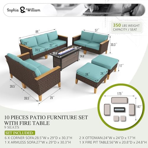 Sophia & William 10-Piece Wicker Outdoor Patio Furniture Set - Image 7