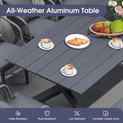 PURPLE LEAF Outdoor Dining Set for 12, Rectangular Table and Chairs - Image 3