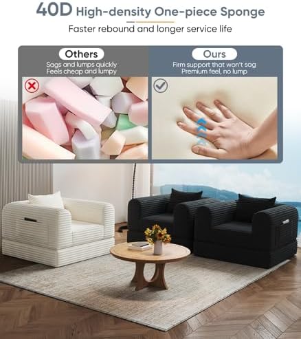 Versatile 2 in 1 Boneless Armchair Chaise Lounge Chair Indoor, Convertible - Image 6