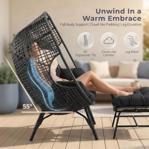 NICESOUL® Double Egg Chair Indoor Outdoor Stationary Oversized 6.5" Thick - Image 4