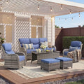Luxury 6 Pieces Outdoor Patio Furniture Set-All Weather Wicker Outdoor Furniture by JelwalyPatioFurnitureSet
