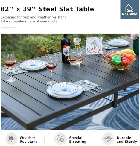 MFSTUDIO Outdoor Dining Set for 8, Patio Table & Padded Swivel Chairs Set - Image 5