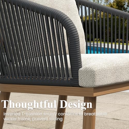 9 Pieces Outdoor Patio Dining Set, Aluminium Rectangular Dining Table and - Image 4