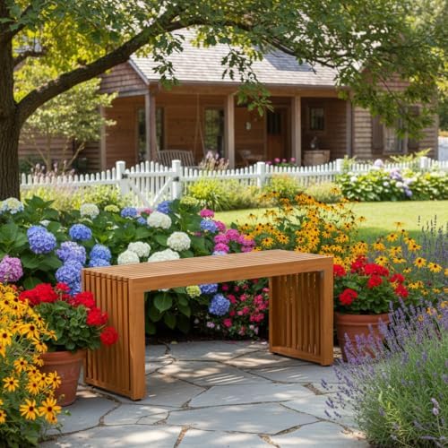 Tangkula Acacia Wood Outdoor Bench, 36”Garden Bench - Image 4