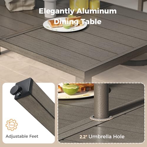 Outdoor Dining Table for 8, Large 80.3" Rectangular Aluminum Patio Tabletop - Image 5